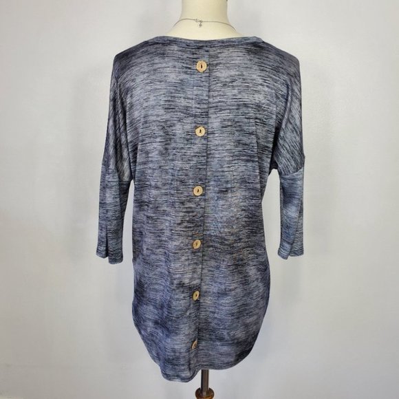 Misia Black White Drop Shoulder Back Button Detail Top Size S - Picture 6 of 12